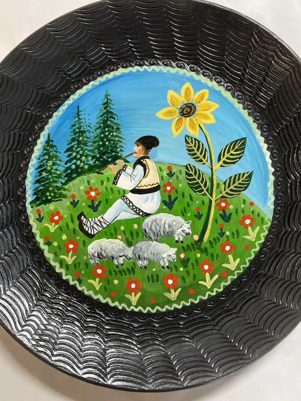 Farfurie mare pictată-Ceramică Marginea