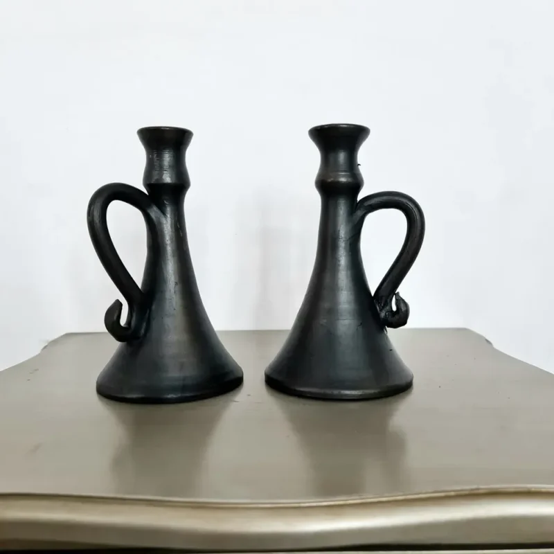 Sfeșnic din ceramică neagră-Ceramică Marginea