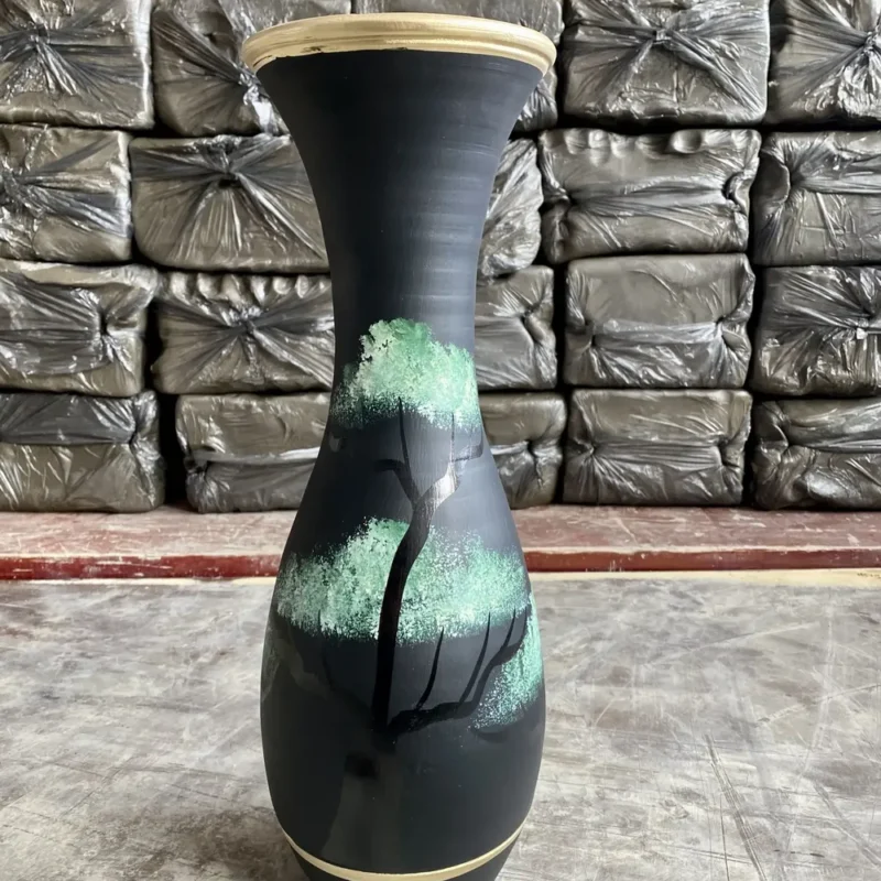 Vază din ceramică neagră pictată 41 cm-Ceramică Marginea