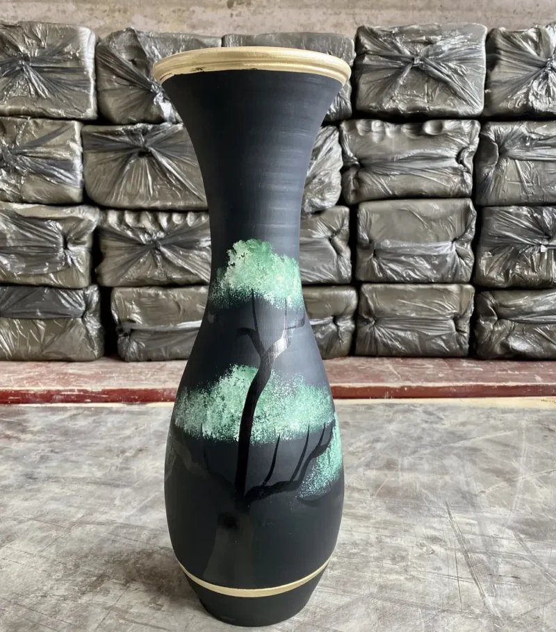 Vază din ceramică neagră pictată 41 cm-Ceramică Marginea
