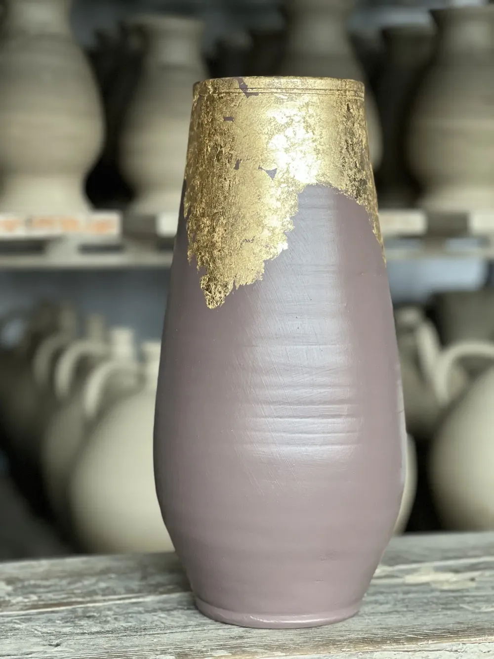 Vază modernă cu foiță de aur-Ceramică Marginea