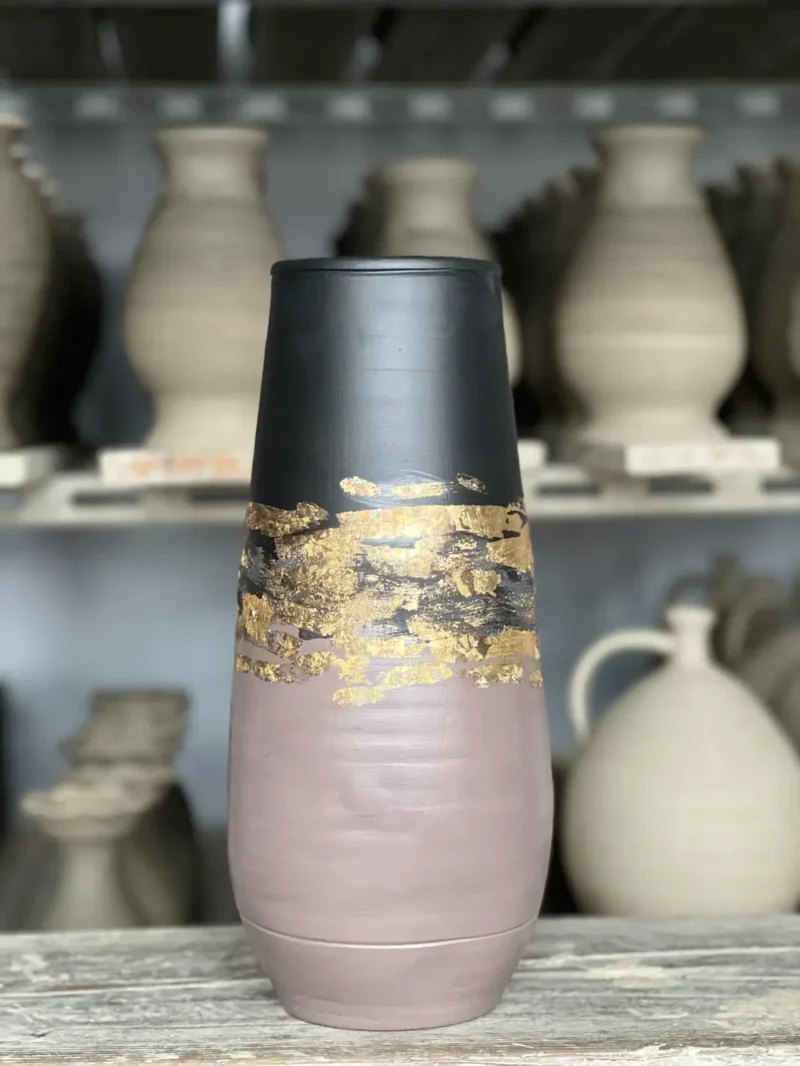 Vază modernă cu foiță de aur-Ceramică Marginea