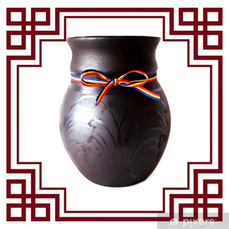 Vază neagră model tradițional-Ceramică Marginea