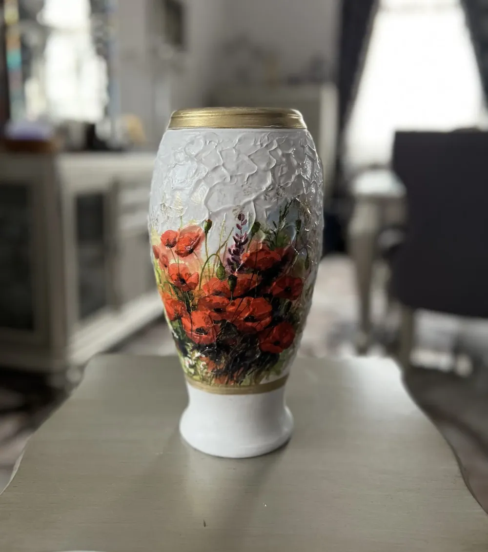 Vază medie cu maci-Ceramică Marginea