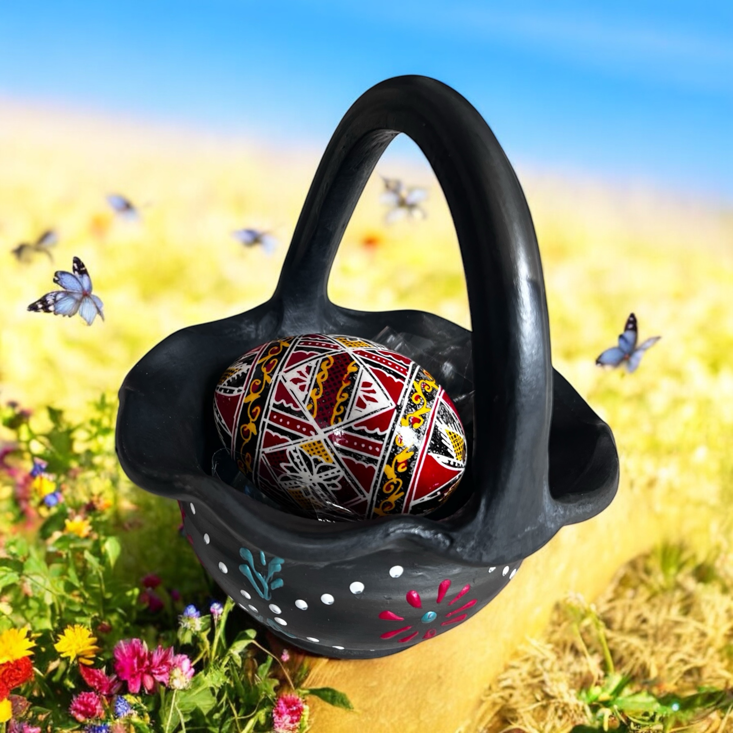 Coșuleț ceramic cu ou încondeiat 1 Coșuleț ceramic cu ou încondeiat